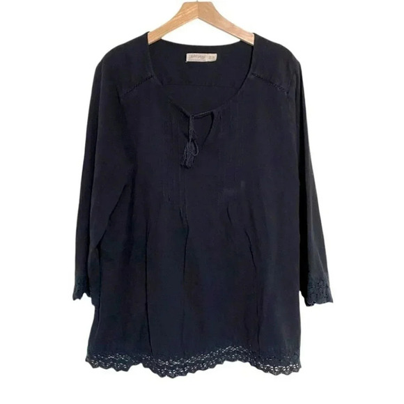 Faded Glory black Boho‎ peasant long sleeve top - Picture 1 of 5